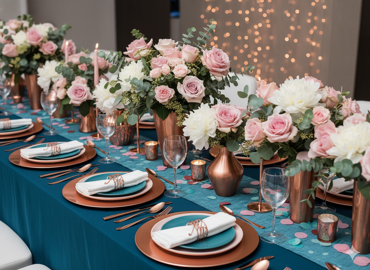 Color coordinated party table setting